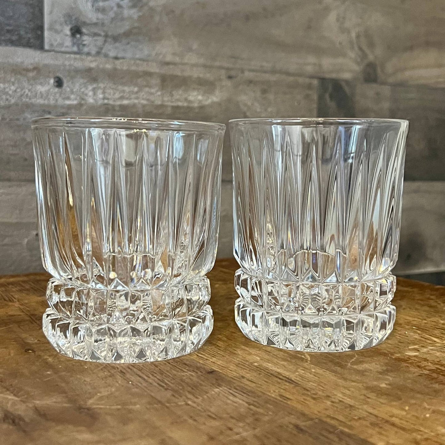 Fostoria Heritage Clear Double Old Fashioned Rocks Glasses - Pair