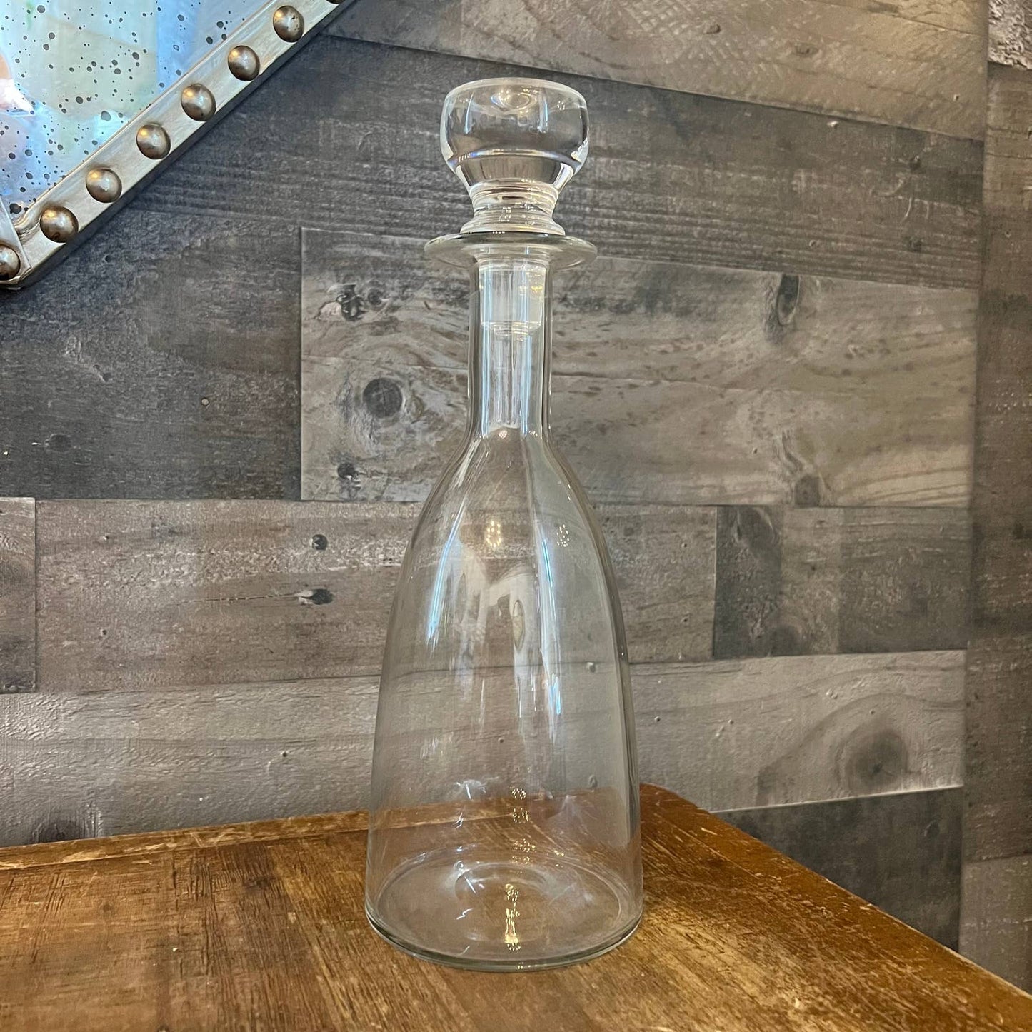 Clear glass blown decanter and stopper
