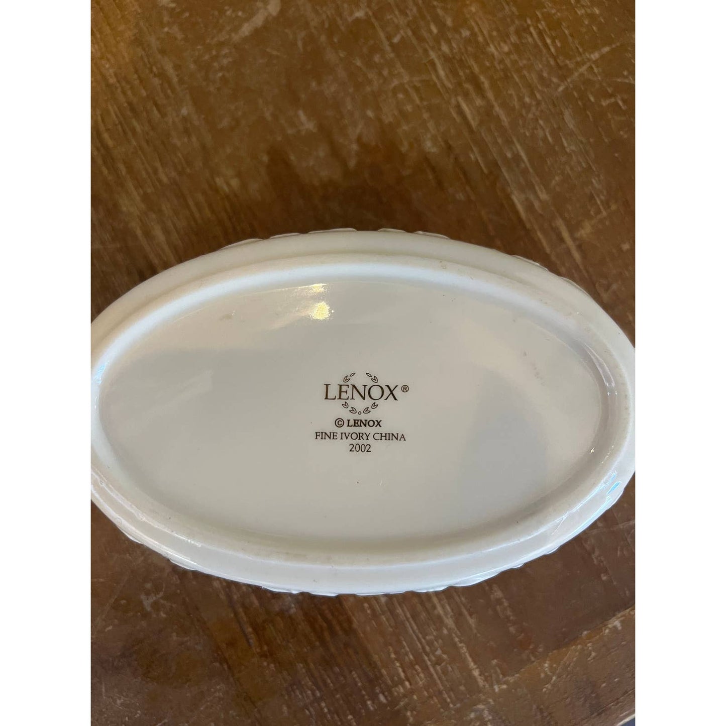 Vintage LENOX ivory cream and gold trim oval candy dish