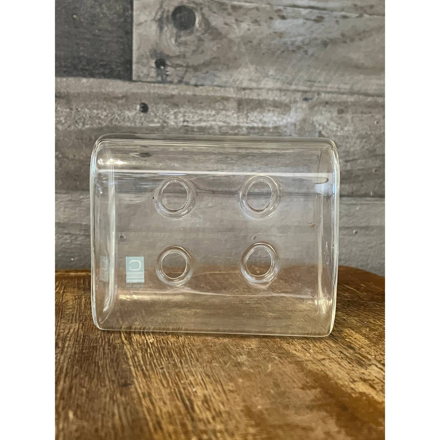 Clear glass 4 hole Hudson flower bud vase