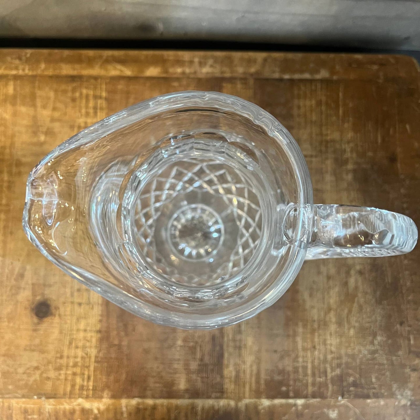 Large vintage handled crystal pitcher