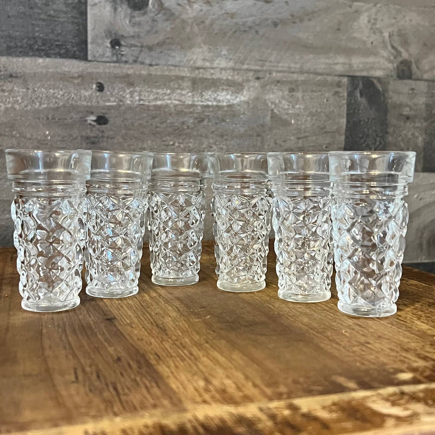 6 diamond point shot glasses - shooters - made in Italy