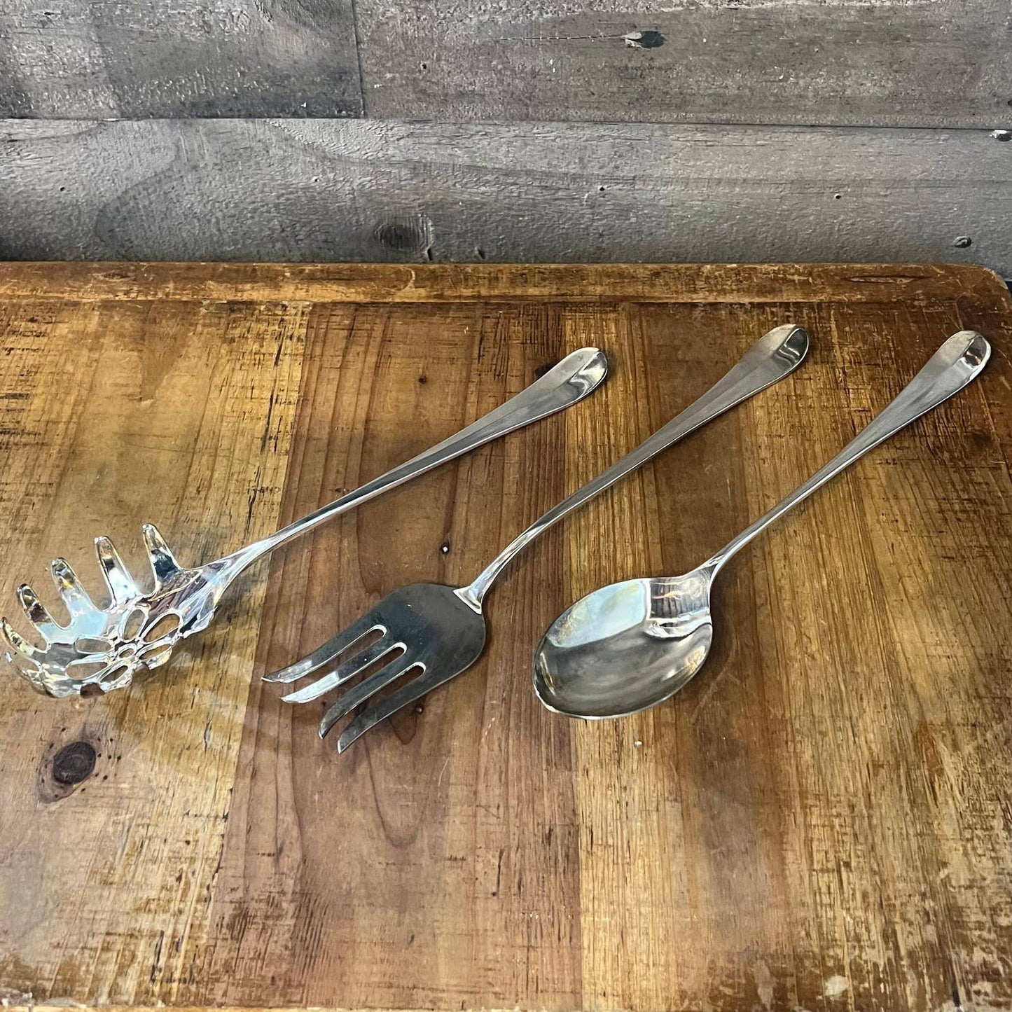 Studio Silversmiths silverplated cooking utensils - set of 3 - pasta spoon, serving spoon, serving fork