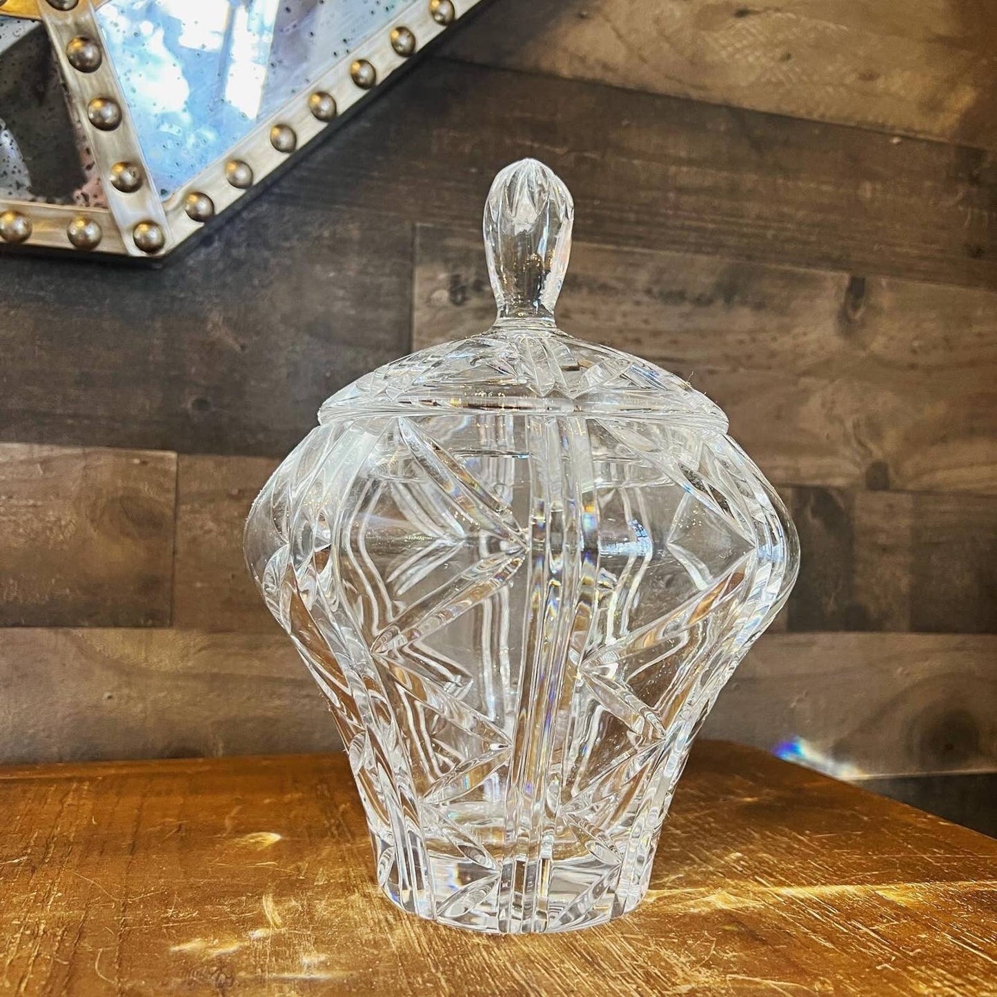 Vintage heavy crystal lidded jar