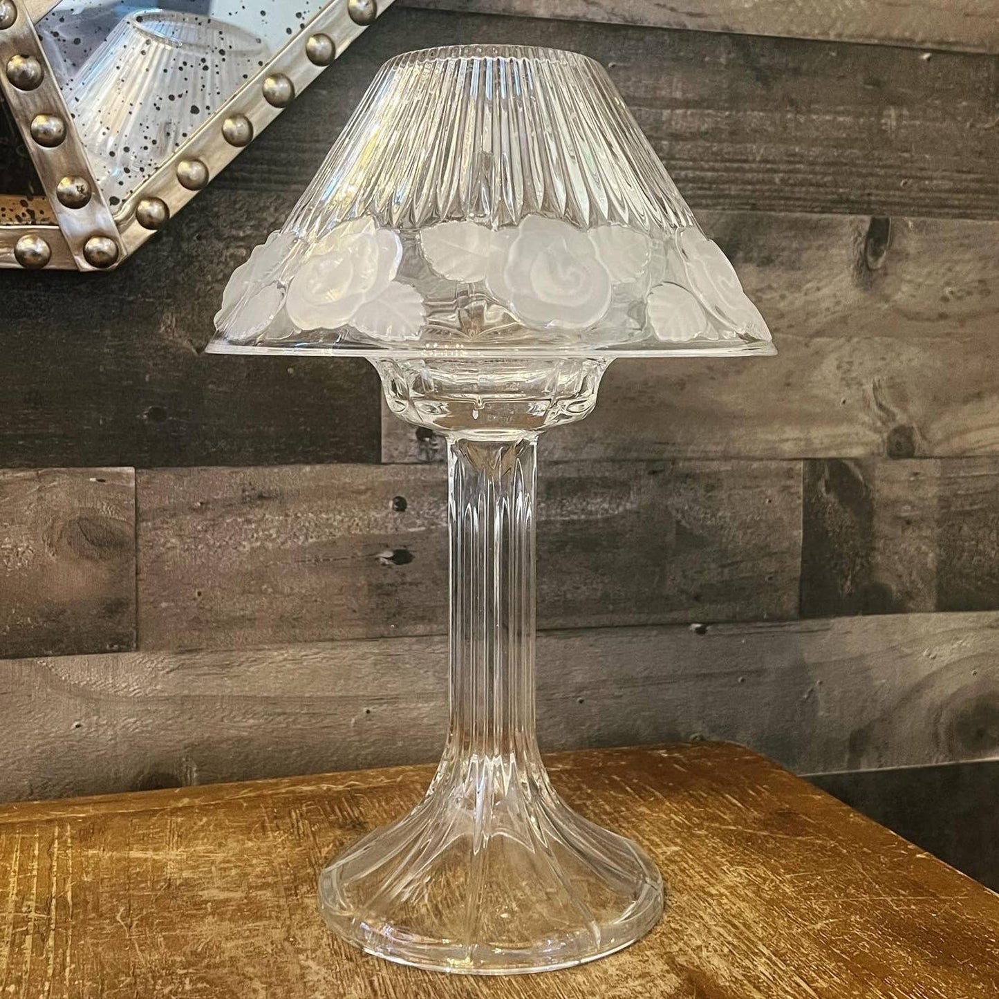 Vintage Royal Limited heavy crystal candle lamp - ribbed