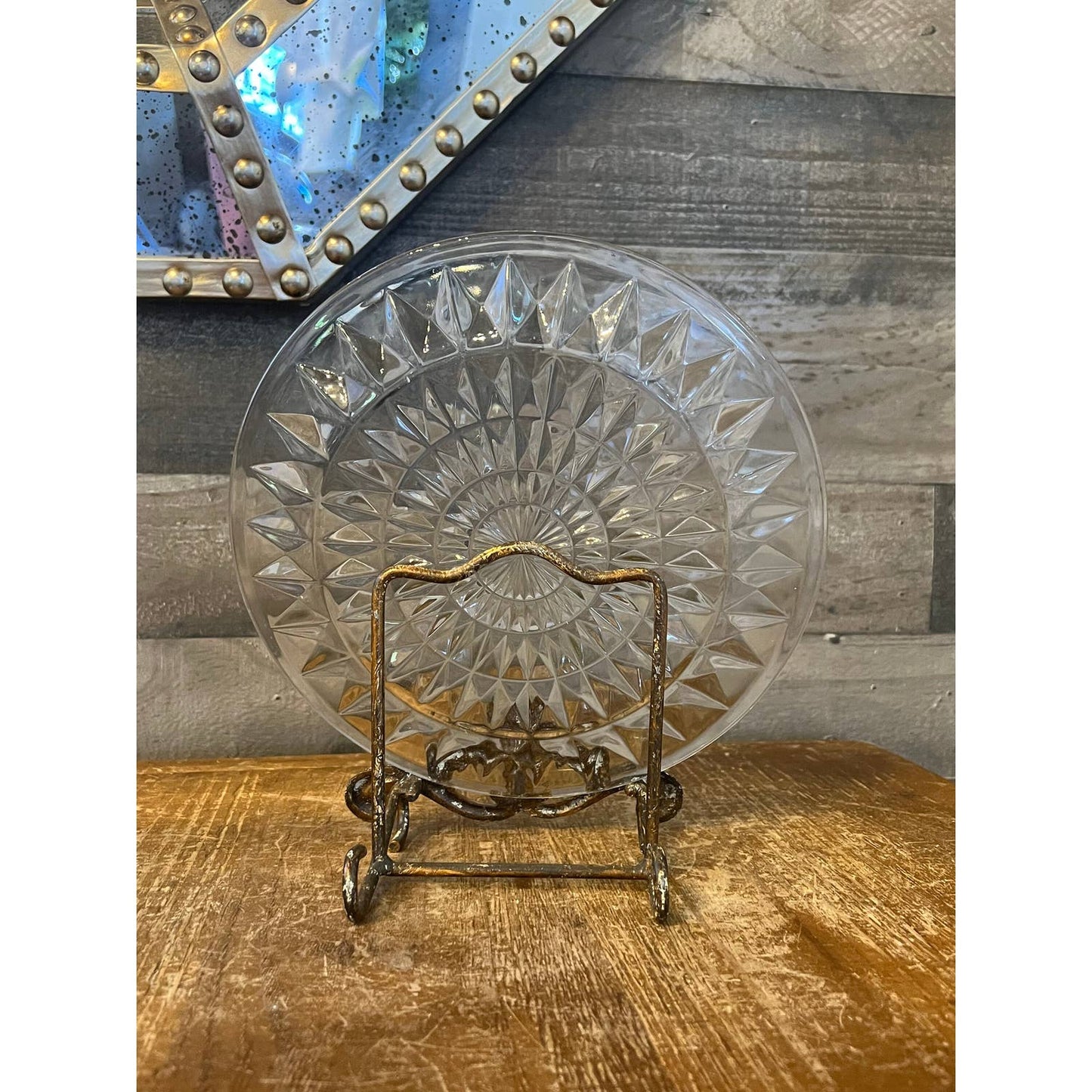 Vintage Jeannette Glass Company glass diamond pattern plate