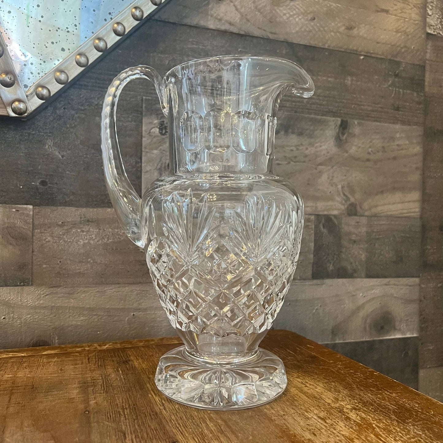 Large vintage handled crystal pitcher