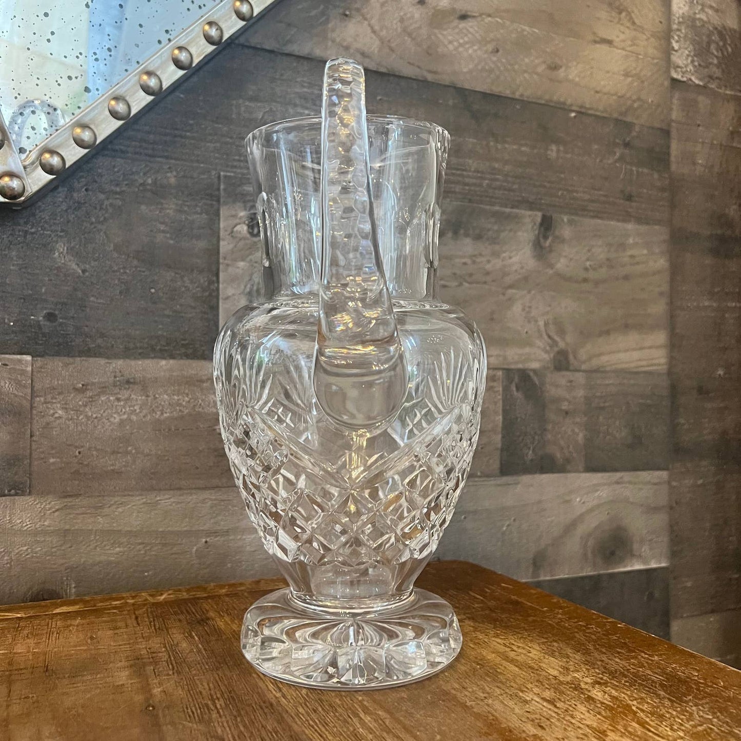 Large vintage handled crystal pitcher