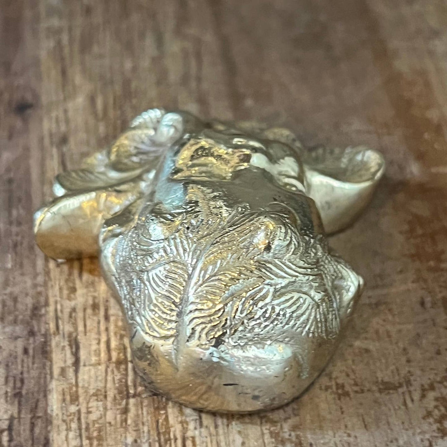 Vintage petite brass cherub angel face wall decor