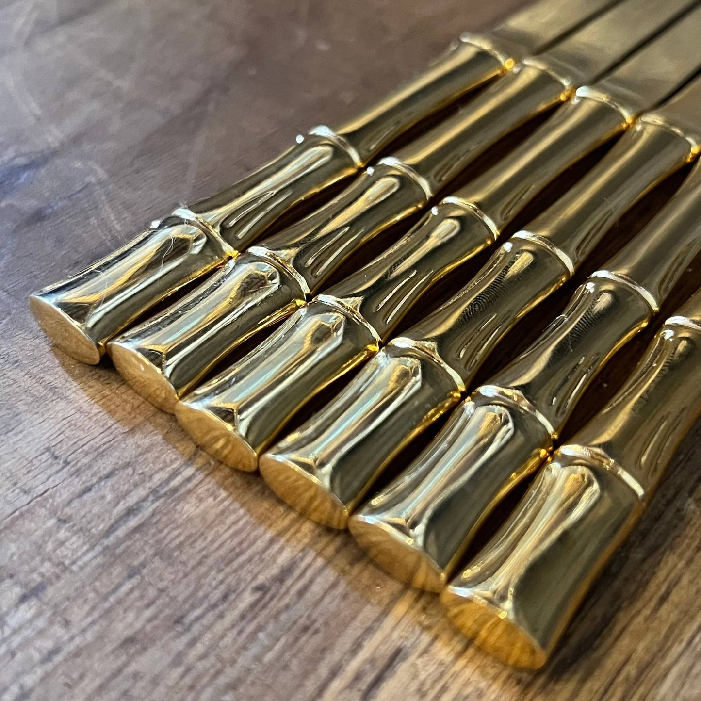 Set of 6 Towle Supreme Cutlery gold color bamboo handle knives