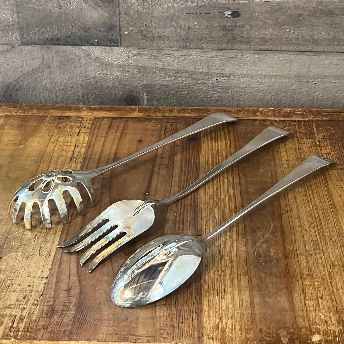 Studio Silversmiths silverplated cooking utensils - set of 3 - pasta spoon, serving spoon, serving fork
