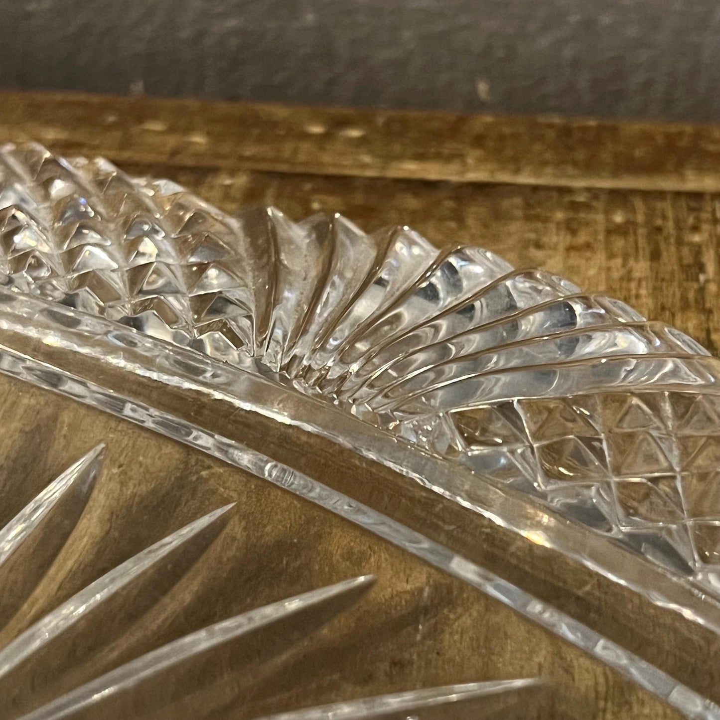 Vintage Crystal Glass Oval Tray - Trinket Tray - Serving Tray - Bar Cart Tray - Perfume Tray