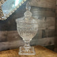 Vintage Shannon by Godinger Brandon Pattern Large Crystal Lidded Pedestal Dish