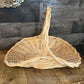 Vintage Blonde Woven Wicker Gathering Basket - Firewood Basket - Flower Basket - Stick Basket