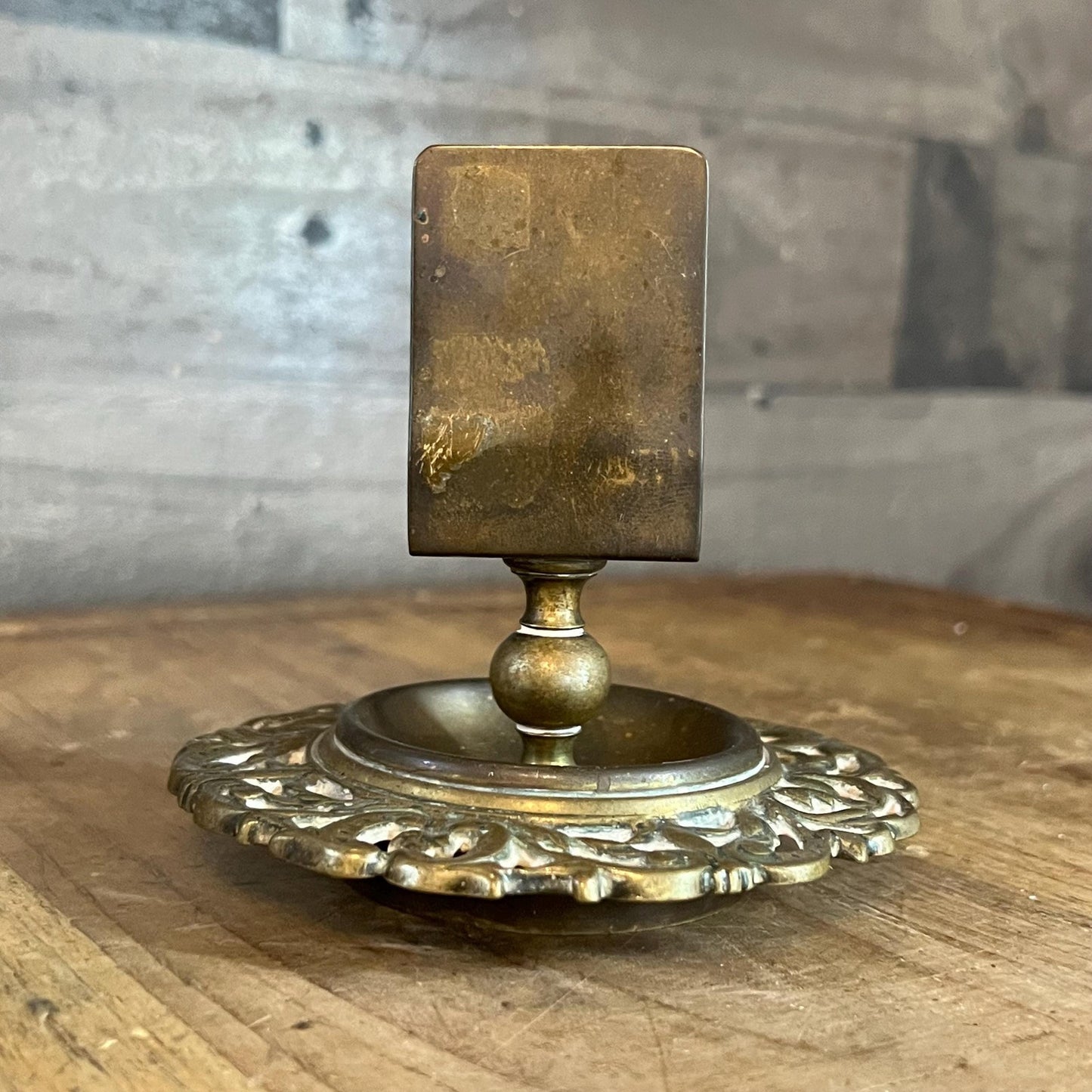 Antique Brass Match Box Holder Stand - Card Holder Stand - Mail Holder Stand