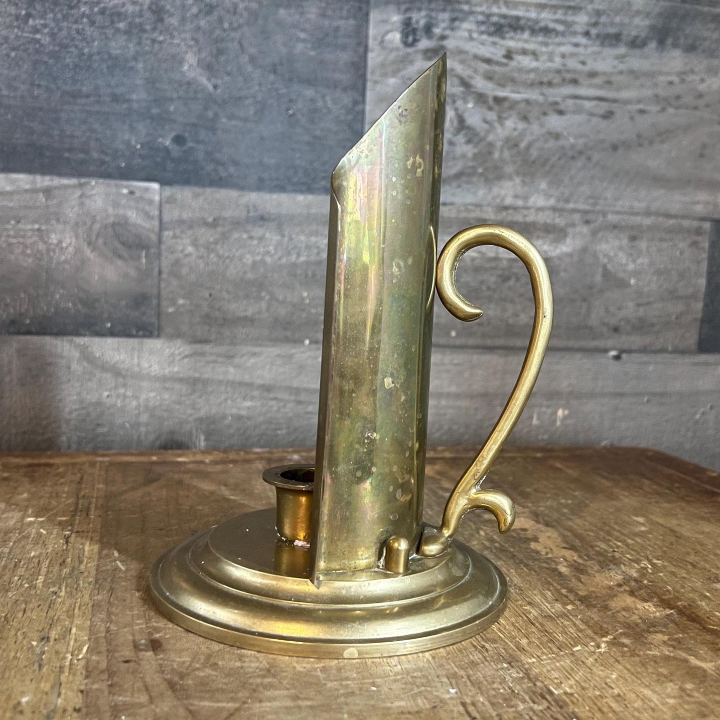 Vintage Brass Handled Candlestick Holder