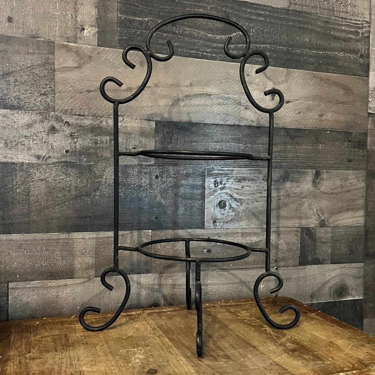 Wrought Iron 2 Tier Plate Rack - Pie Rack - Dessert Stand
