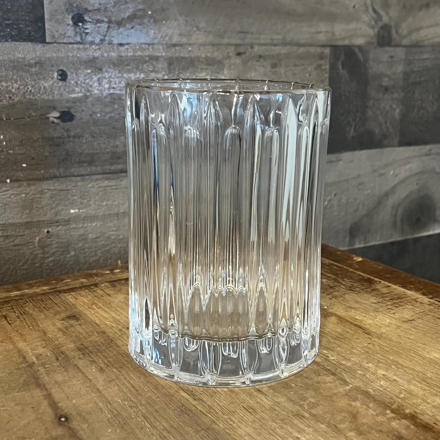 Clear Glass Ribbed Vase - Ice Bucket