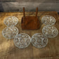 Vintage Set of 6 Crystal Coasters with Wooden Holder