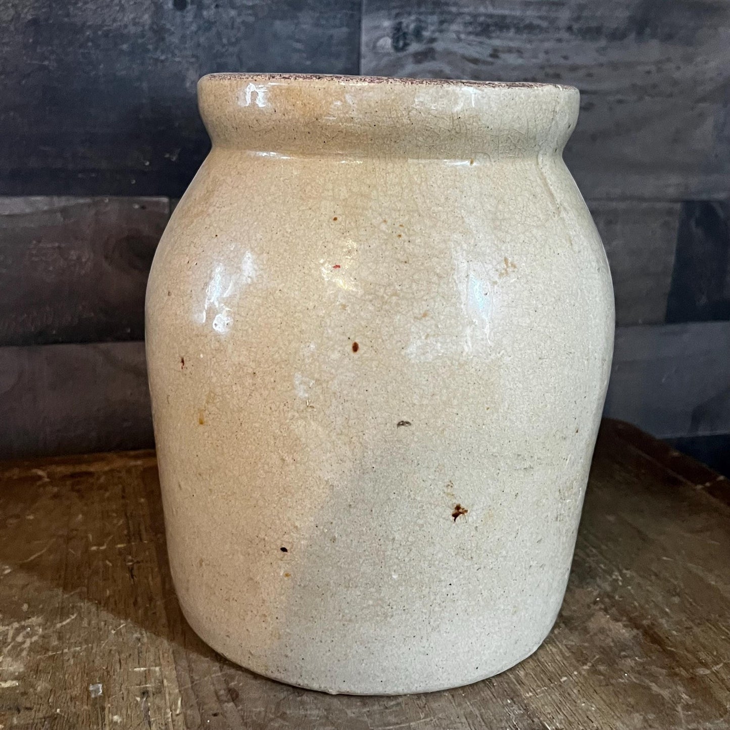 Vintage Beige Stoneware Crock