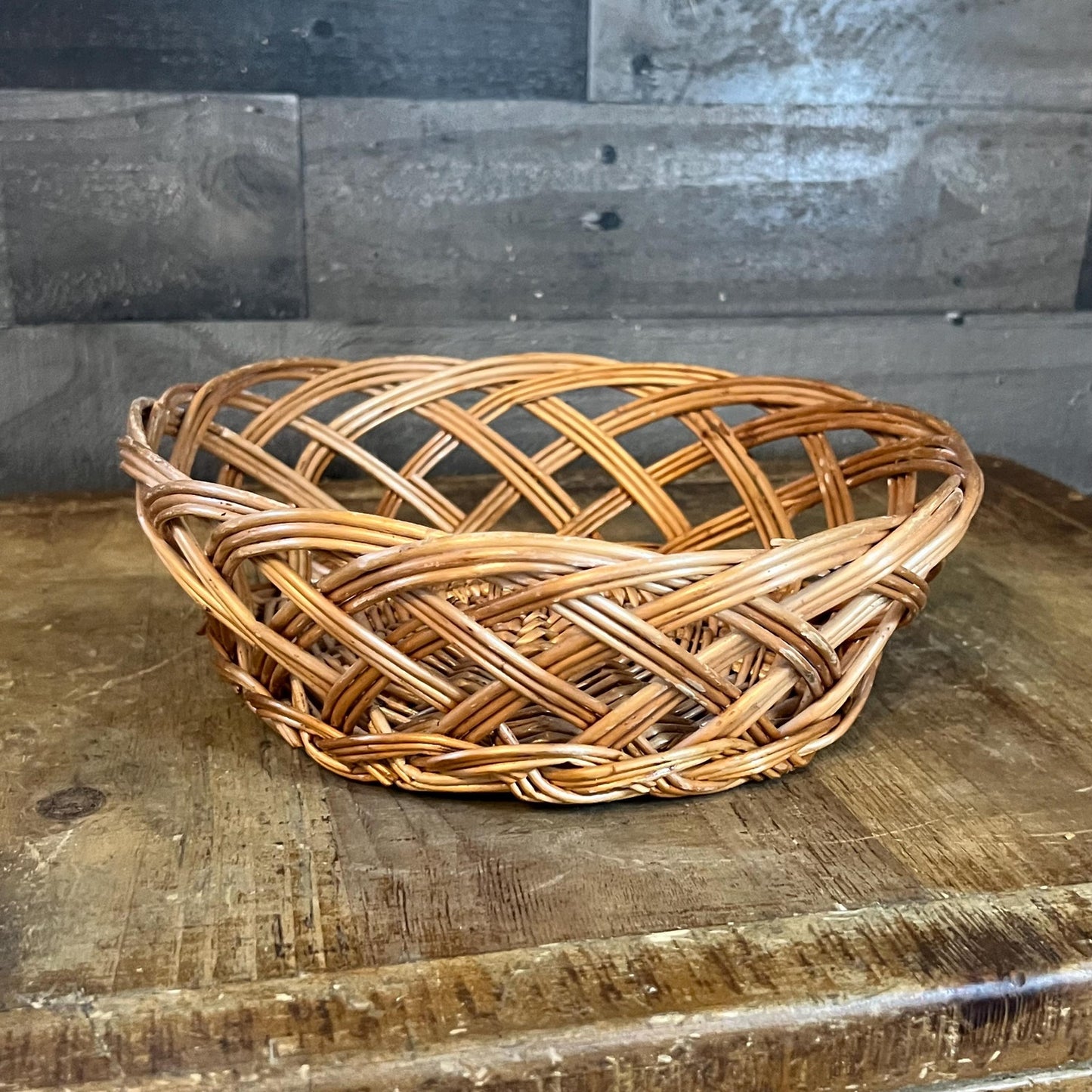 Vintage Woven Wicker Round Basket