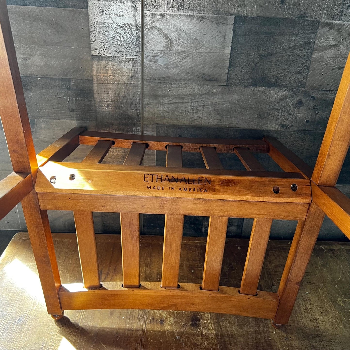 Vintage Ethan Allen Wooden Slat Magazine Rack - Blanket Holder - Book Holder - Towel Holder