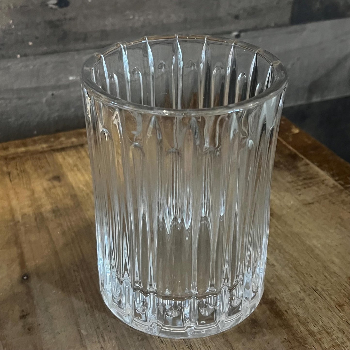 Clear Glass Ribbed Vase - Ice Bucket