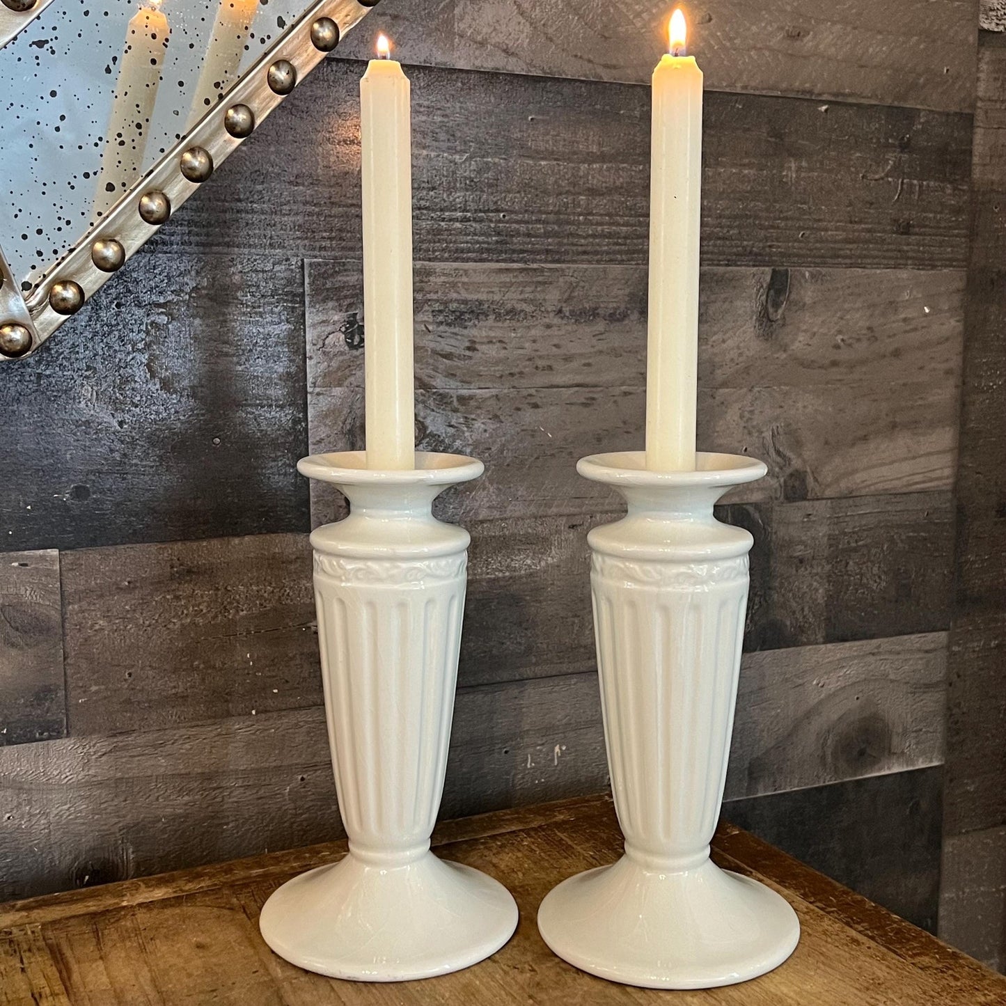 Vintage Mikasa Italian Countryside Earthenware Candlestick Holders - Pair