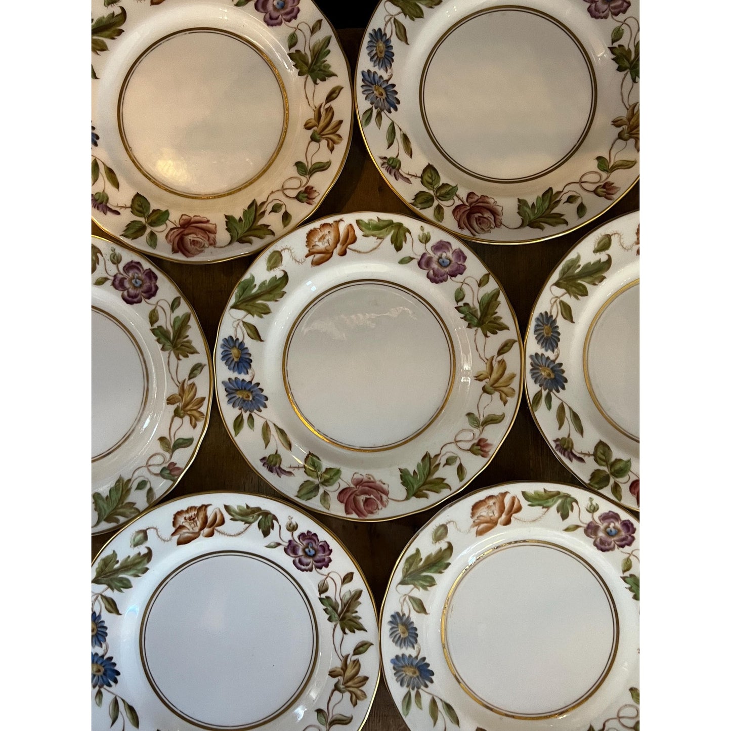 Vintage Royal Worcester Virginia Floral Pattern Bread and Butter Plates - Set of 9