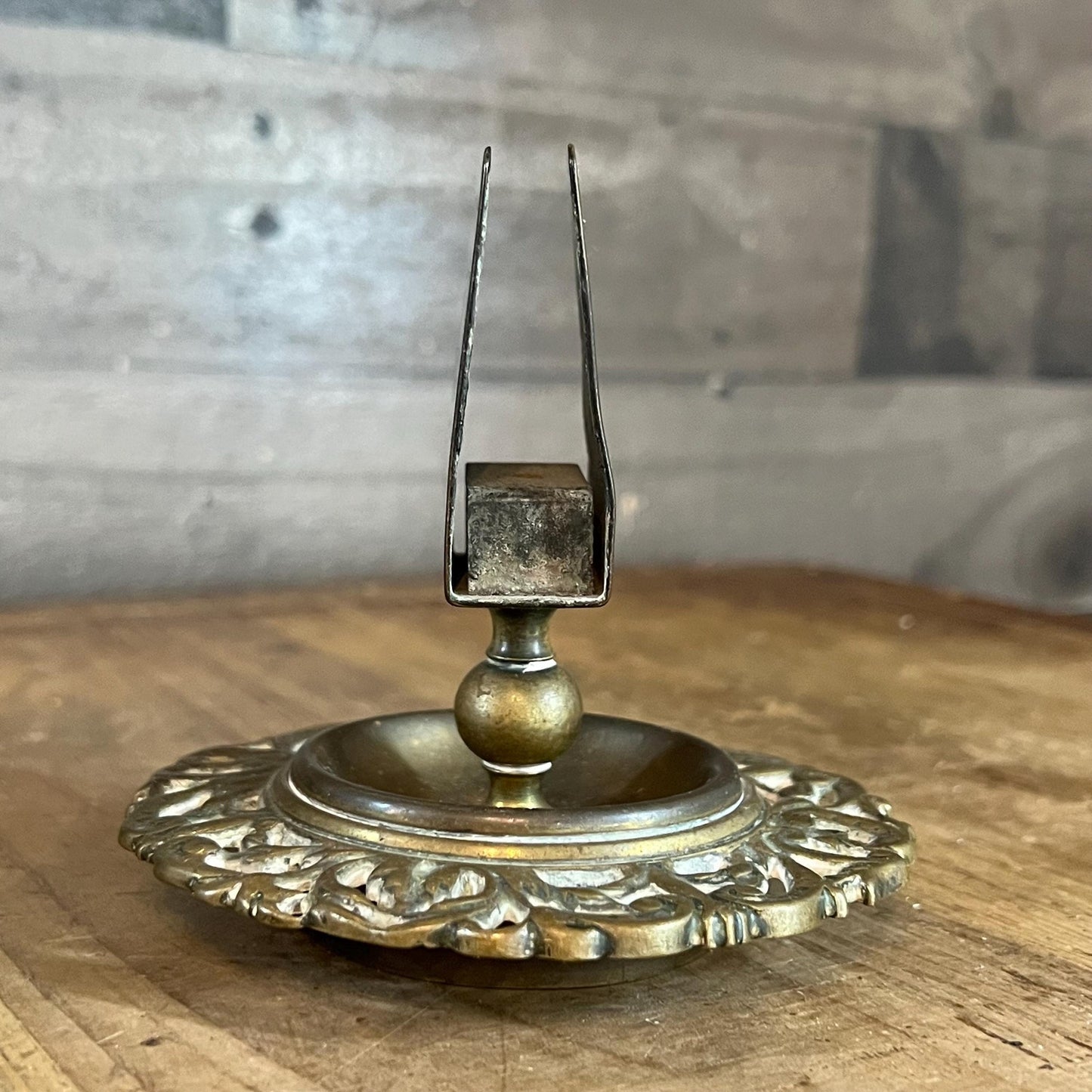Antique Brass Match Box Holder Stand - Card Holder Stand - Mail Holder Stand