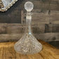 Vintage Crystal Ships Decanter with Pinwheel and Checkered Design and Ball Stopper