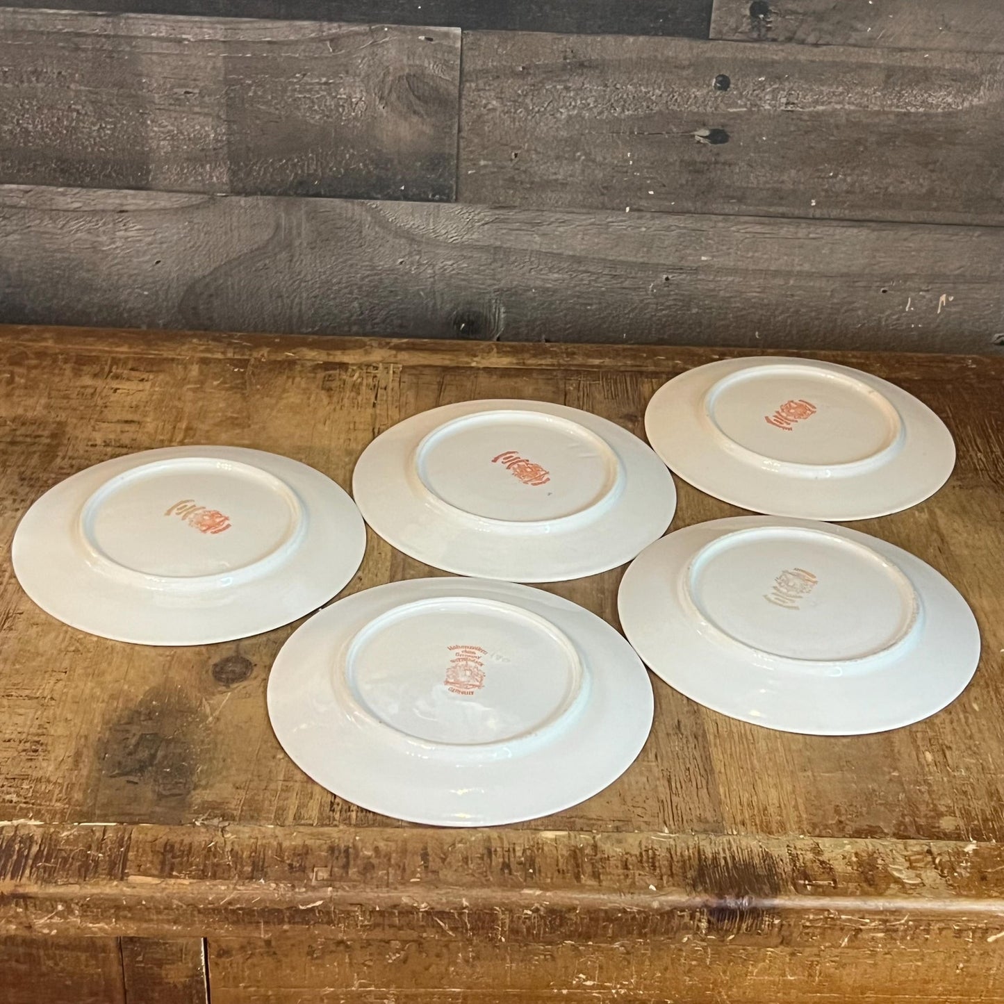 Vintage Hohenzollern Wittelsbach German Bavarian China Pink Gold Floral Small Plates - Set of 5