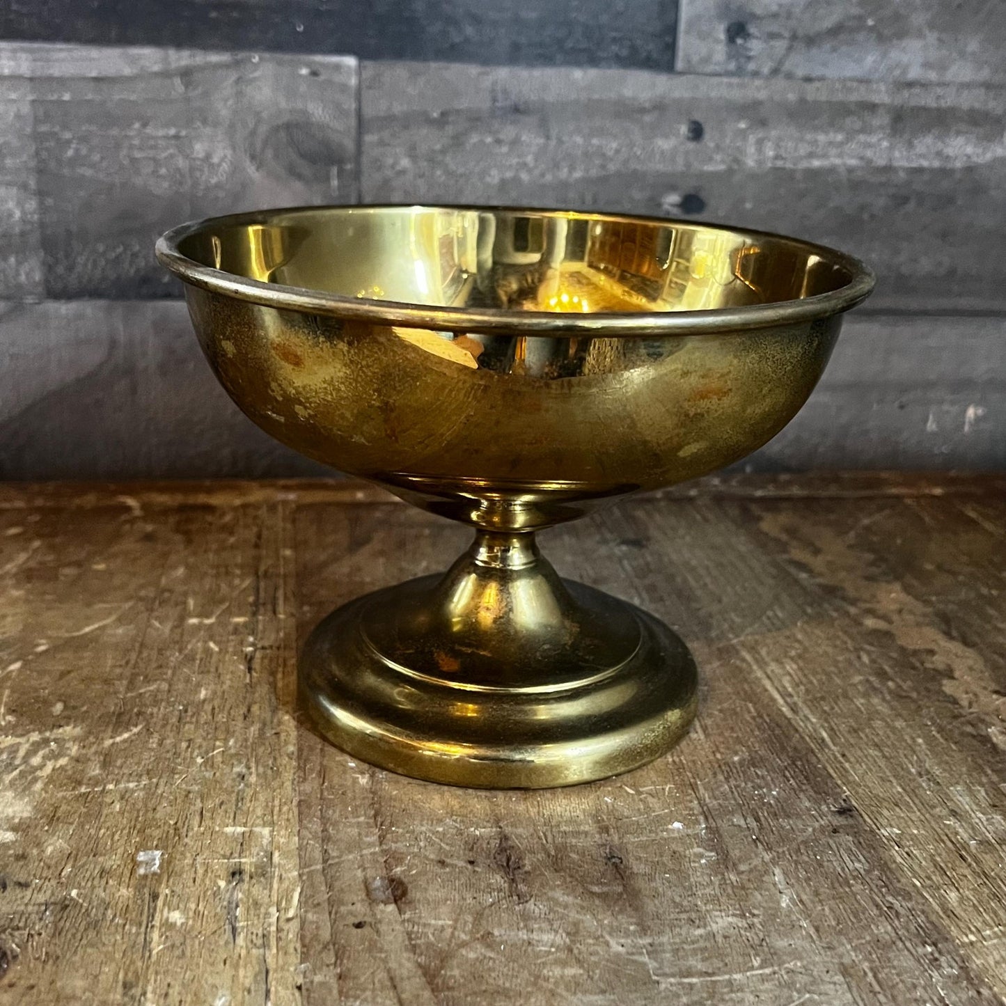 Vintage Brass Compote Pedestal Bowl