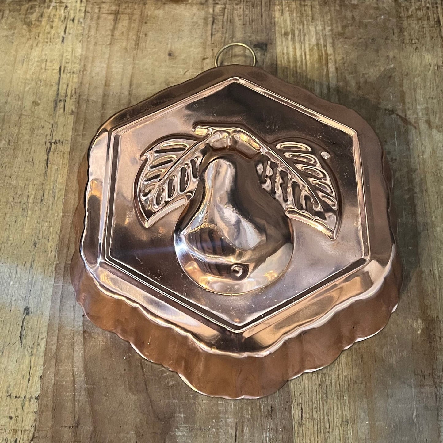 Vintage Copper Pear Motif Hexagon Mold