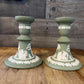 Wedgwood Jasperware Sage Green Candlestick Holders - Pair