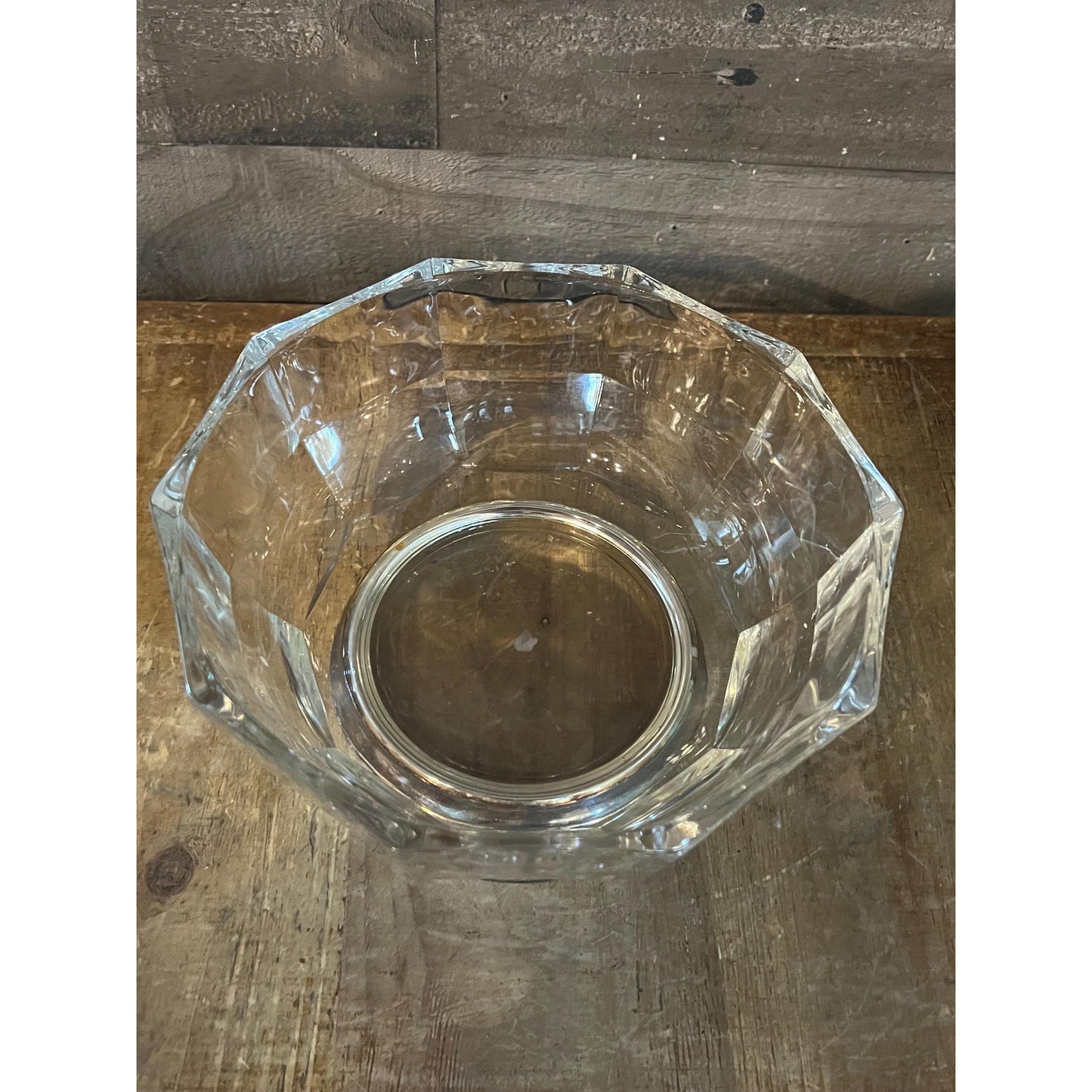 Crystal Glass Bowl with Silverplated Pedestal Base