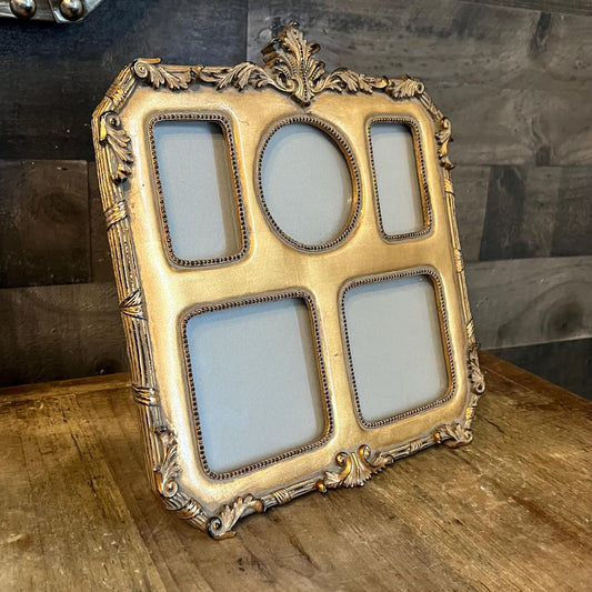 Victorian Gold Tone Collage Tabletop Picture Frame