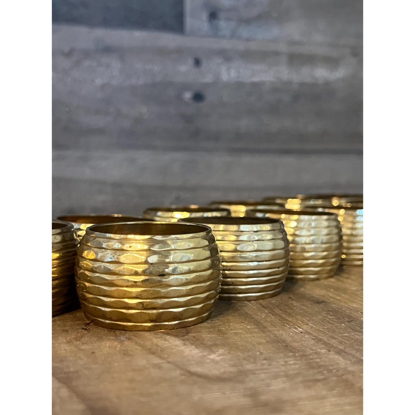 Vintage Brass Napkin Ring Holders - Set of 12