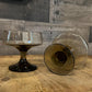 Libbey Glass Company Pair of Tawny Accent Brown Smoked Champagne Glasses - Cocktail Coupes - Tall Sherbert Glasses - Short Stem Glasses