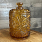 Imperial Amber Glass Marigold Hobstar Lidded Dish - Biscuit Jar