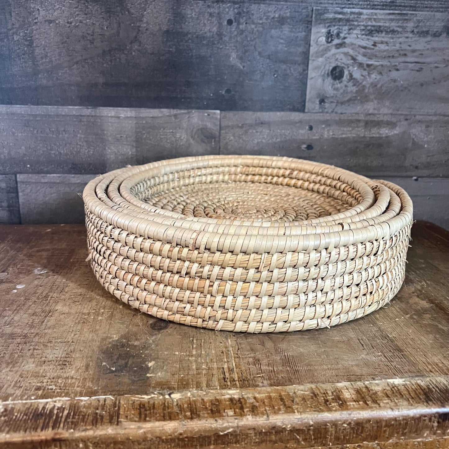 Round Woven Rattan Nesting Trays - Set of 4 Trays