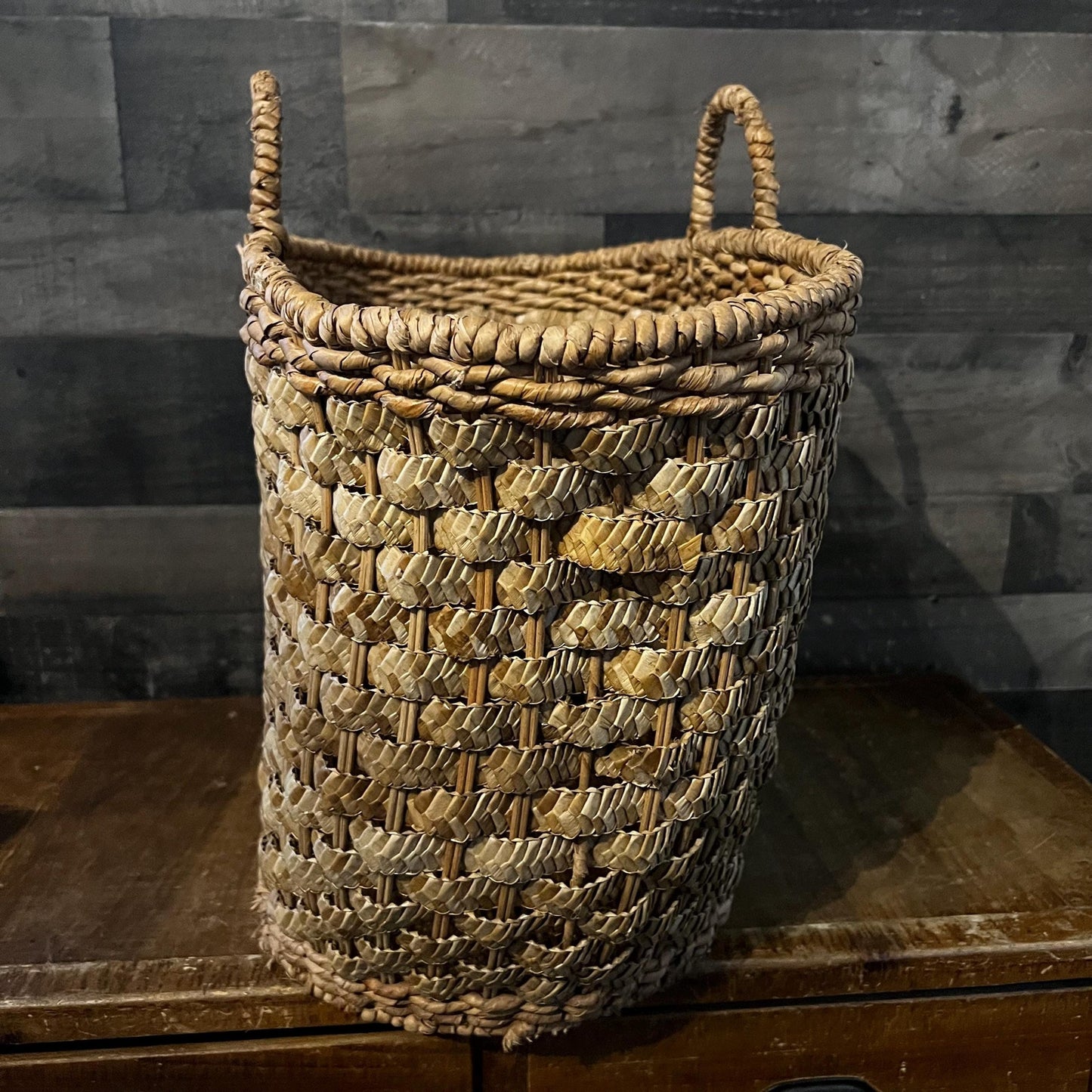 Vintage Large Woven Handled Basket