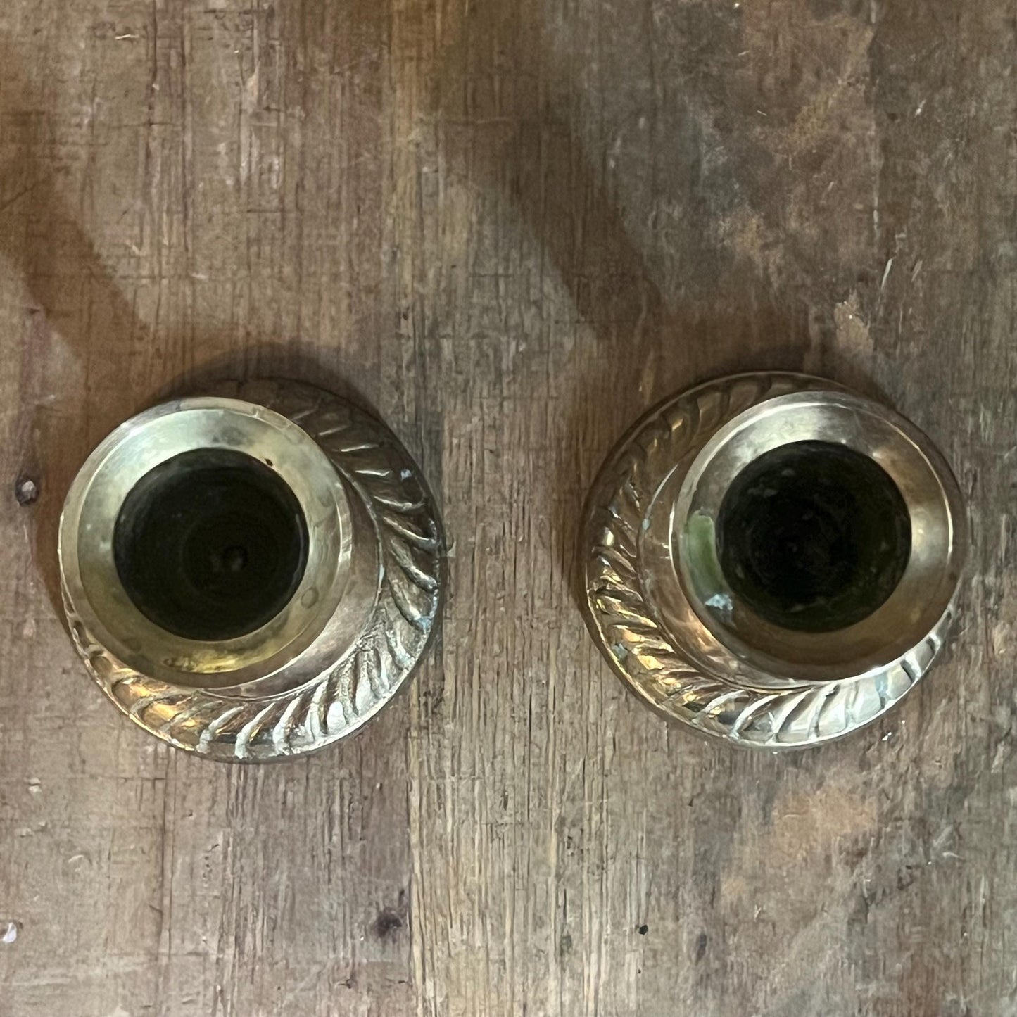 Vintage Pair of Brass Candlestick Holders