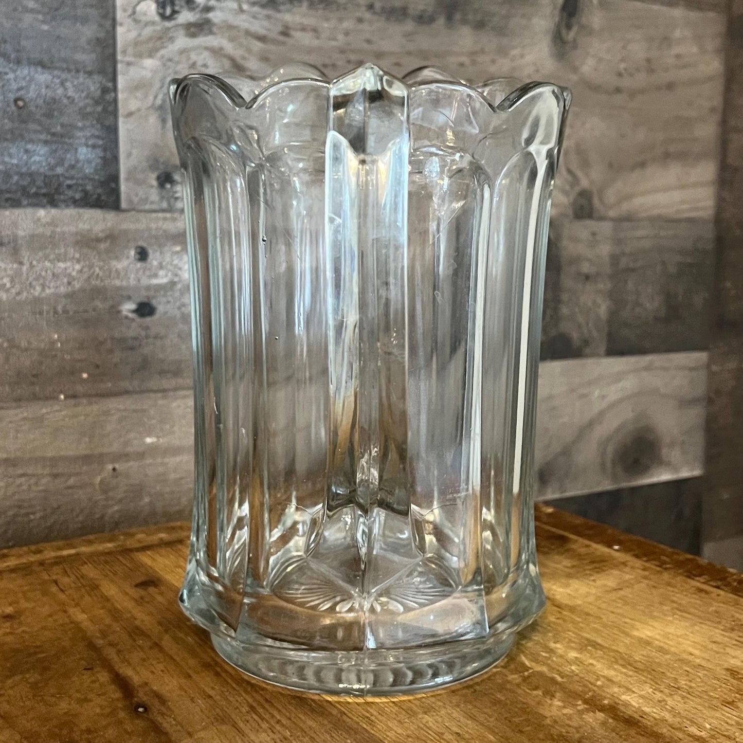 Antique Clear Imperial Glass Pure Colonial Scallop Rim Handled Pitcher