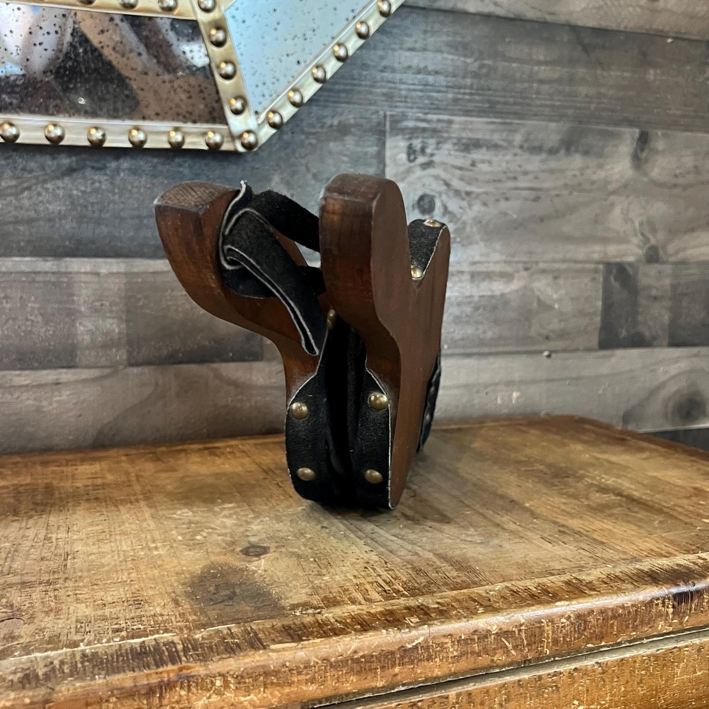 Vintage Johnny Beard Company Bellows - Pennsylvania Pine Bellows - Black Suede Trim Bellows with Brass Nailhead