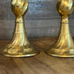 Vintage Brass Swirl Tall Candlestick Holders - Pair