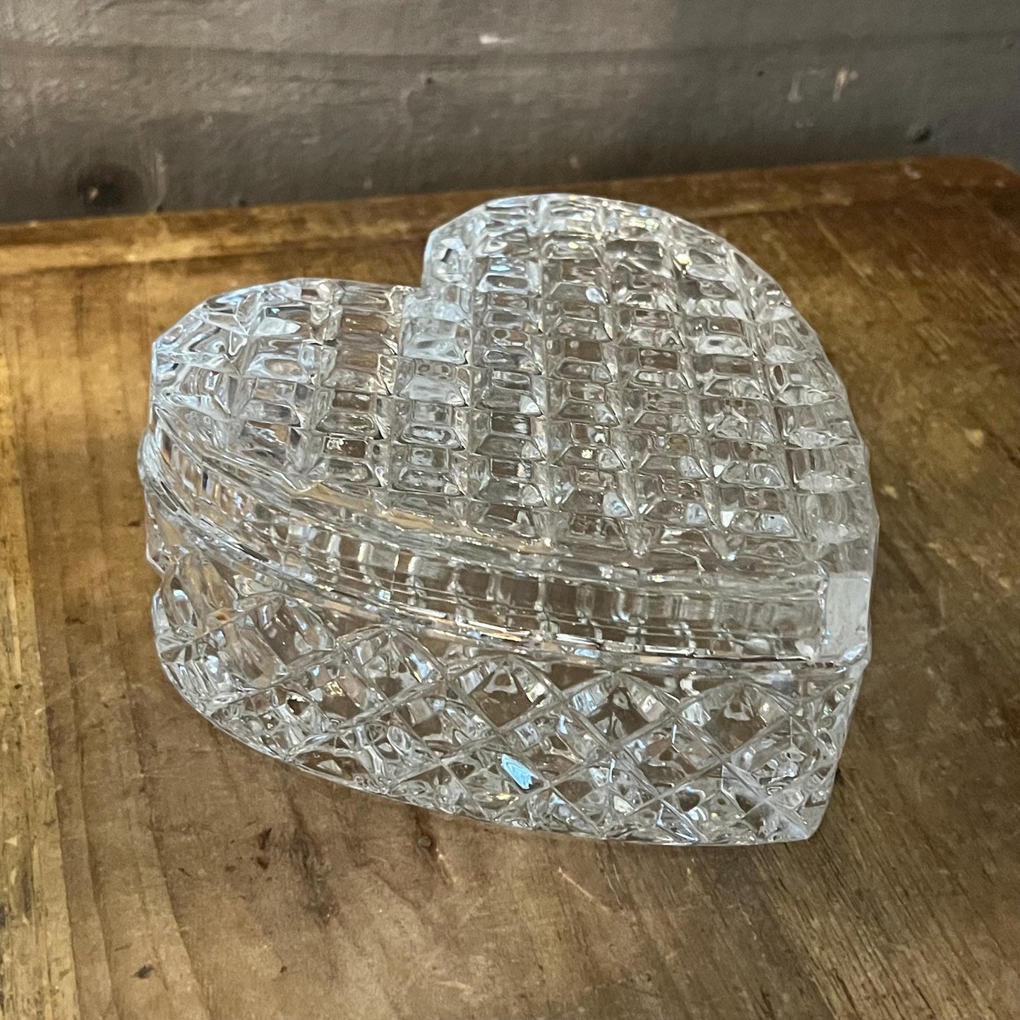 Crystal Heart Shaped Lidded Trinket Box - Candy Dish