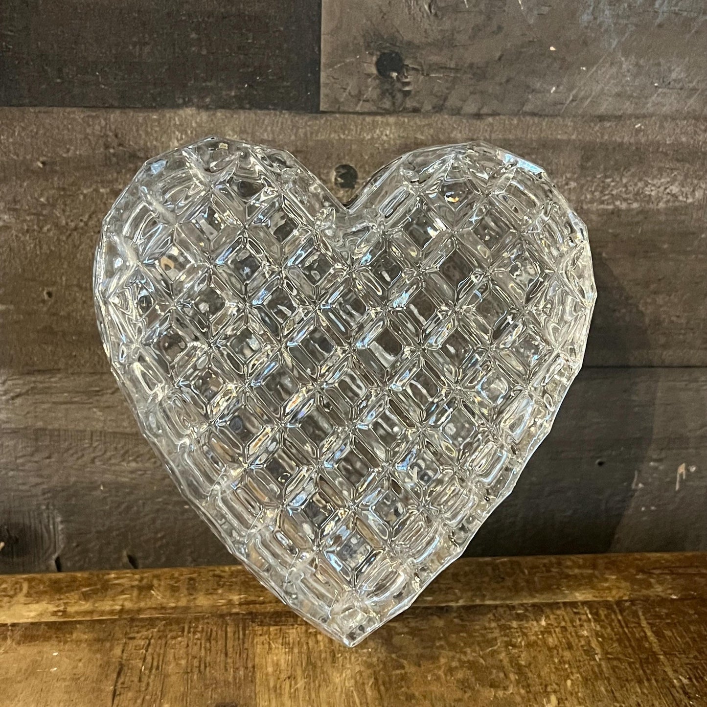 Crystal Heart Shaped Lidded Trinket Box - Candy Dish