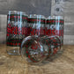 Houze Glass Company Seasons Greetings Tall Juice Glasses - Christmas Holiday Glassware - Set of 4