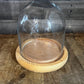Clear Glass Dome Display on Round Wooden Base